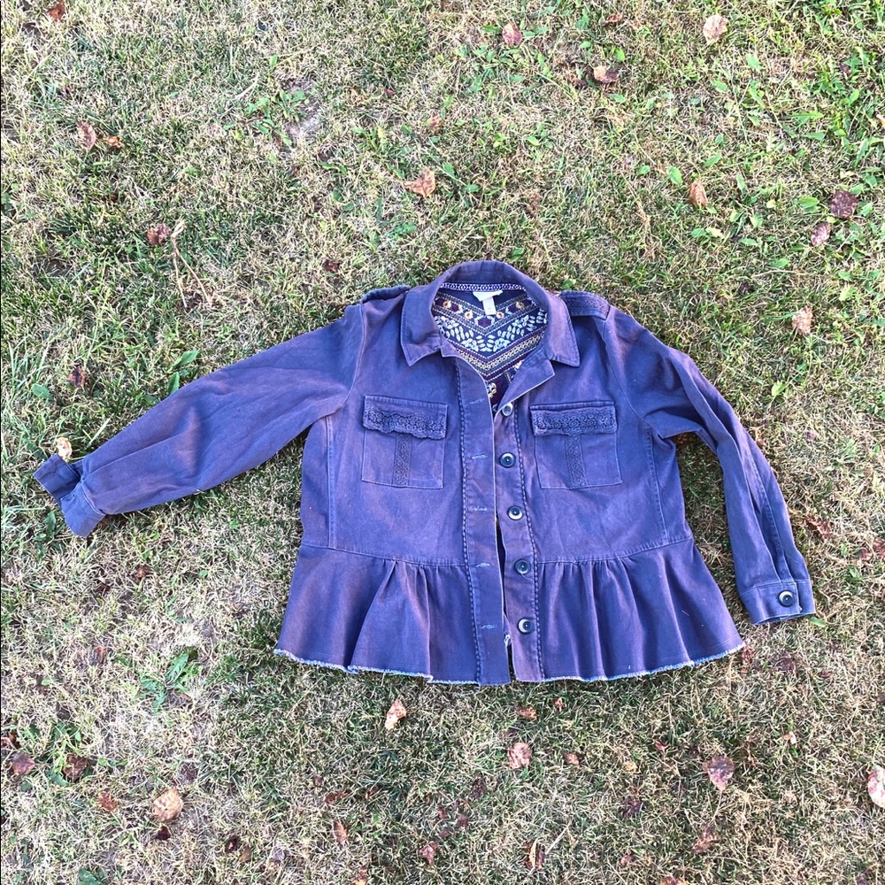 PURPLE UTILITY EMBROIDERED JACKET